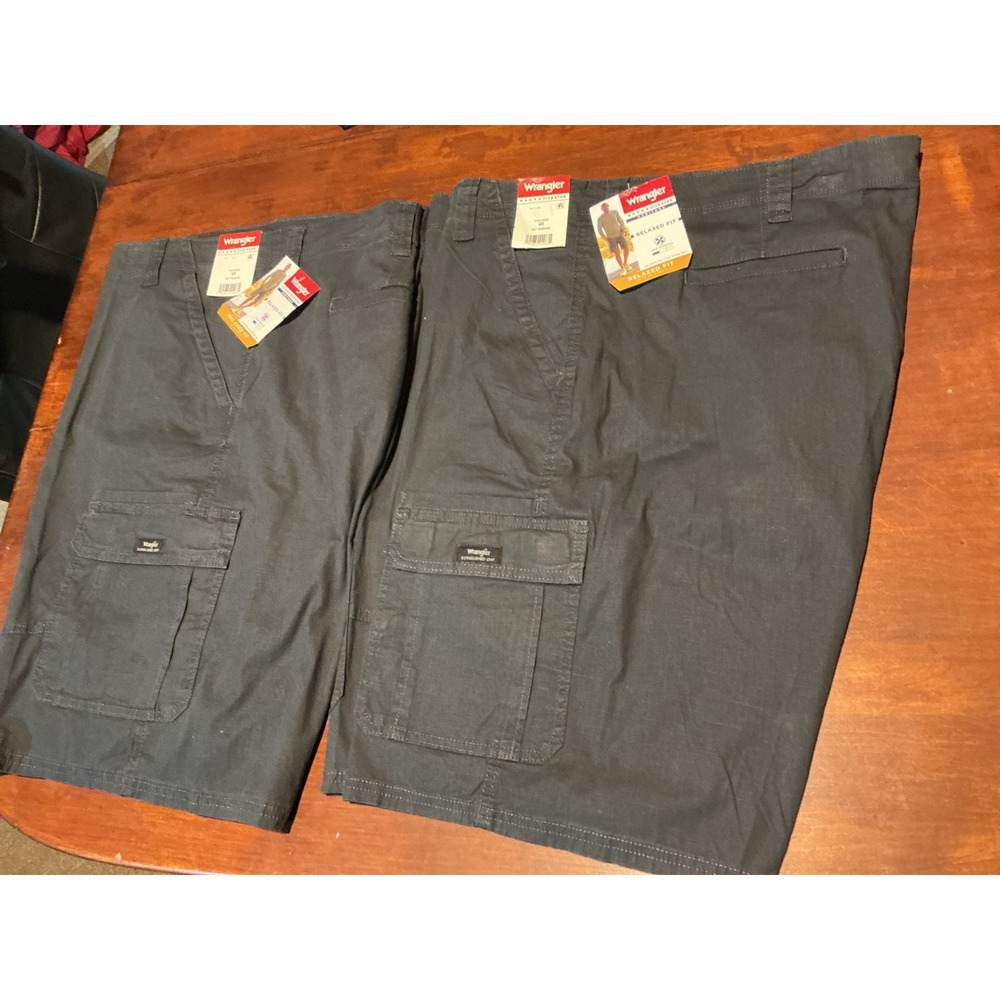 2 Wrangler Five Star Heritage Relaxed Fit Cargo Shorts Grey 48 112314952